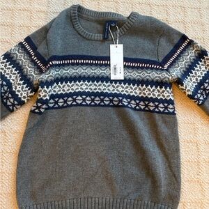 Janie and Jack Gray and Blue Patterned Kids Sweater
